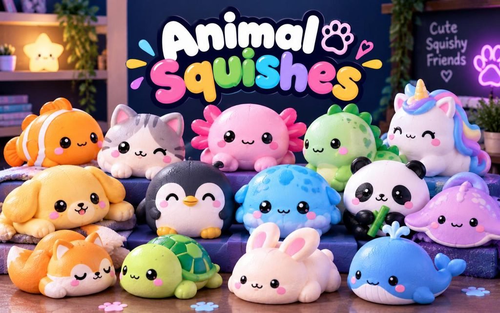 animal Squishies in a picture of different types