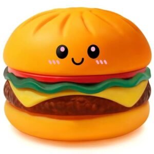 Orange burger squishy slow rebound squeeze toy on a desk — Image 1 of 10