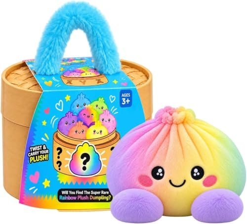 Big rainbow plush dumpling squishy in steamer basket — Image 1 of 8