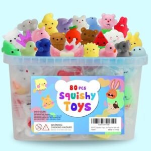 80 kawaii mochi squishy toys bulk in a storage bucket — Image 1 of 11