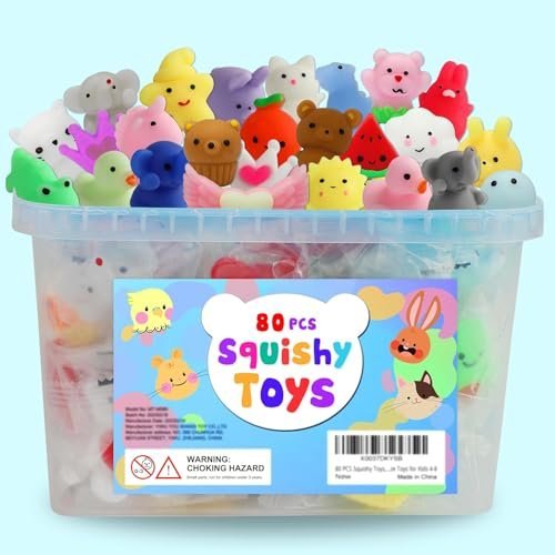 80 kawaii mochi squishy toys bulk in a storage bucket — Image 1 of 11