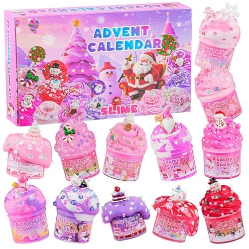 Pink squishy slime advent calendar with 12 slime cups — Image 1 of 8