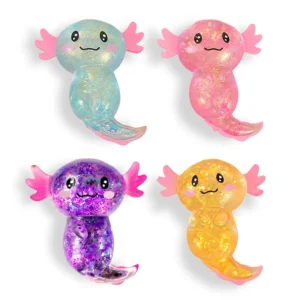 Colorful axolotl maltose squishy toy set on a desk — Image 1 of 7