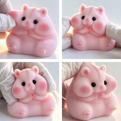 Handmade pink Taba squishy hamster toy, fuzzy and squeezable — Image 2 of 10