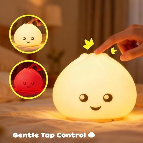 Squishy dumpling night light glowing in warm white — Image 2 of 9