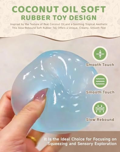 Blue coconut oil squishy jelly ball with slow rising texture — Image 2 of 11