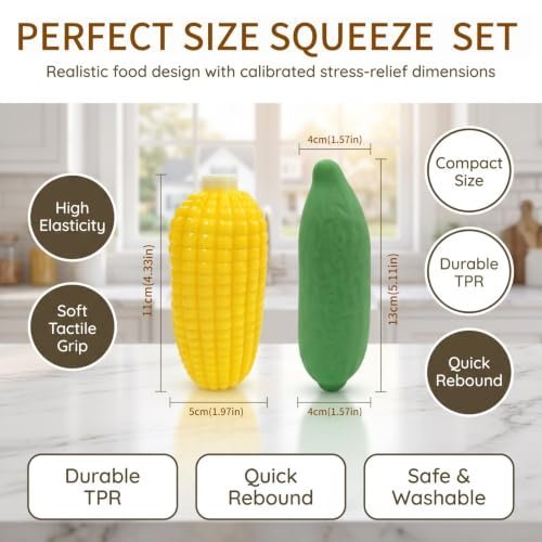 Realistic silicone corn and cucumber squishy stress toys — Image 2 of 8