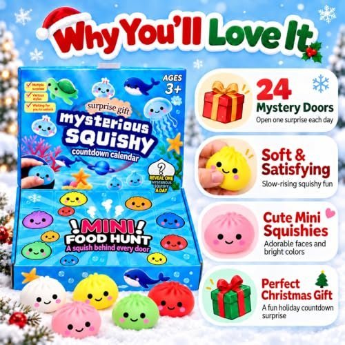 Squishy advent calendar 2026 with 24 mini holiday squishies — Image 2 of 10
