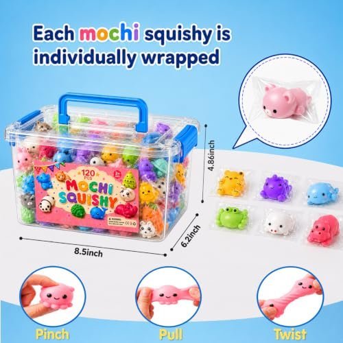 120 pack mochi squishy toys in assorted kawaii shapes — Image 2 of 11