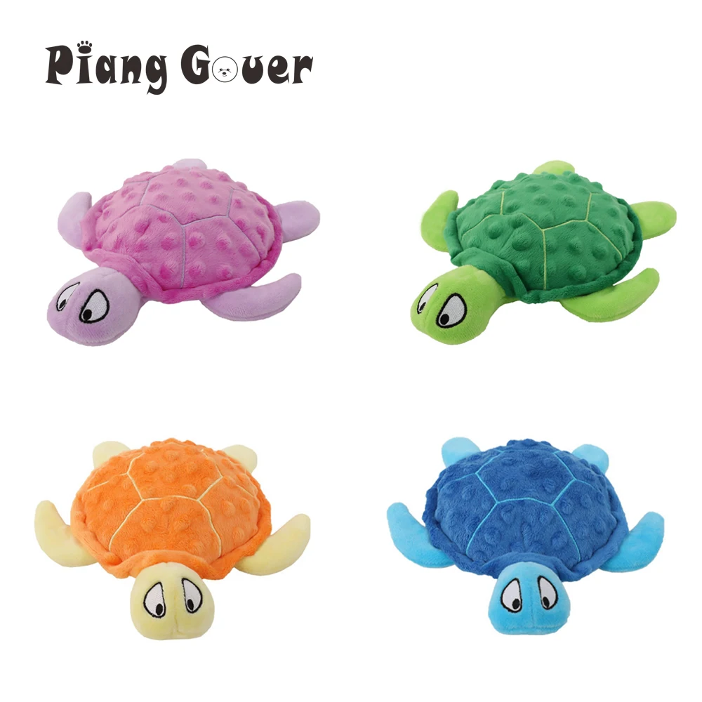 Plush sea turtle squeak dog toy with soft green shell — Image 2 of 7