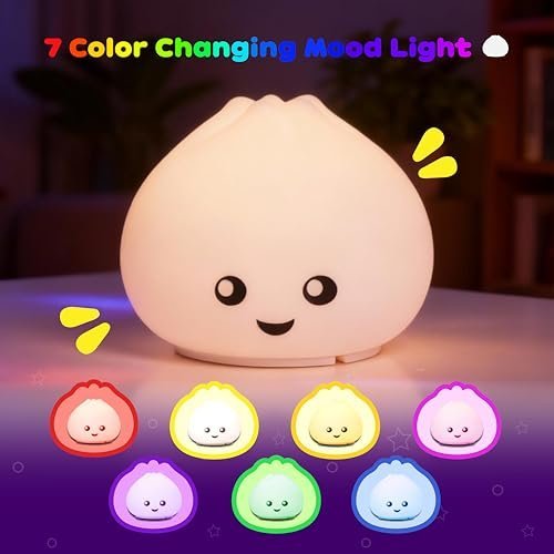 Squishy dumpling night light glowing in warm white — Image 3 of 9