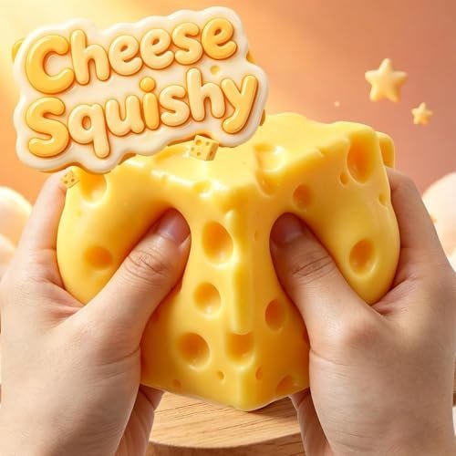 Yellow cheese squishy stress relief fidget toy for adults — Image 3 of 10
