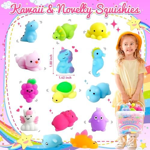150 pack of kawaii mochi squishy toys in animal shapes — Image 3 of 11