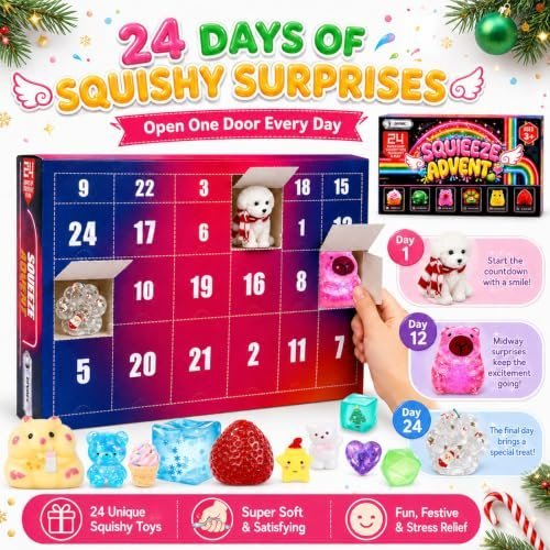 Squishy advent calendar 2026 with 24 Christmas squish toys — Image 3 of 11