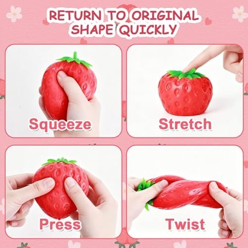 Giant strawberry squishy slow rising fidget stress toy — Image 3 of 10