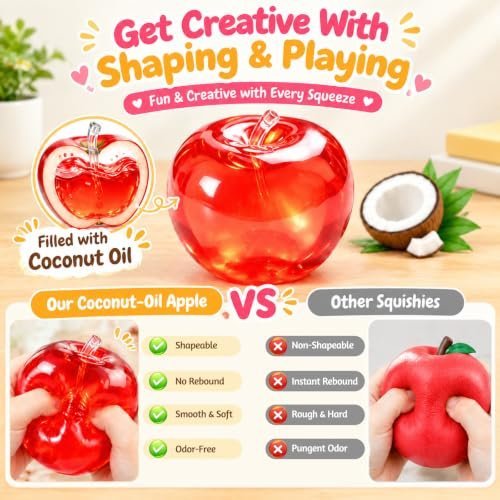 Apple-shaped no-rebound coconut oil squishy fidget toy — Image 3 of 11