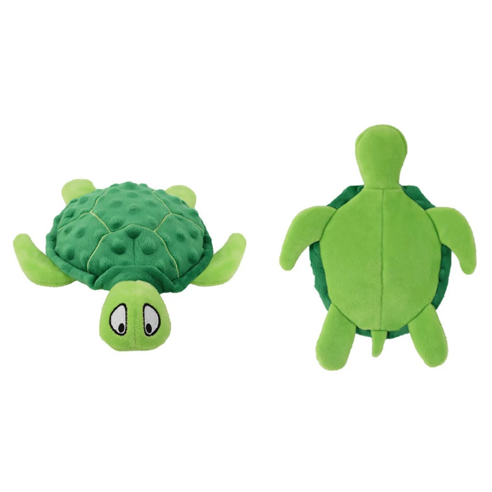 Plush sea turtle squeak dog toy with soft green shell — Image 3 of 7
