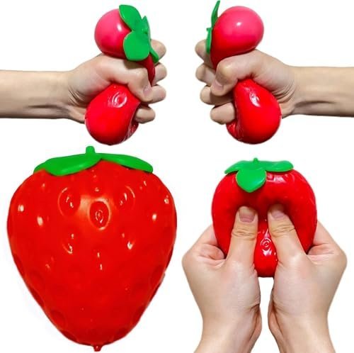 Giant strawberry squishy slow rising fidget stress toy — Image 4 of 10