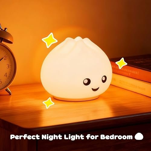 Squishy dumpling night light glowing in warm white — Image 4 of 9