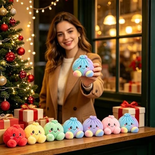 Rainbow plush dumpling squishy toy with steamer — Image 4 of 7