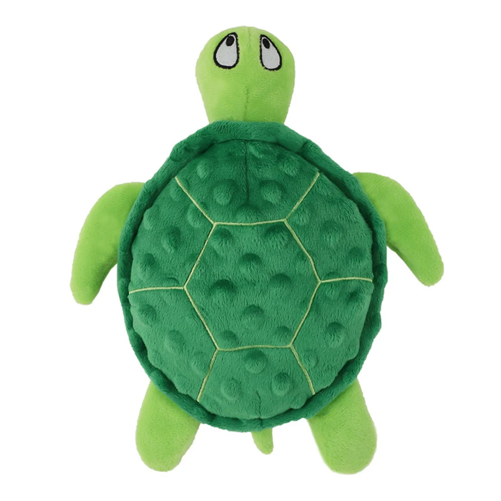 Plush sea turtle squeak dog toy with soft green shell — Image 4 of 7