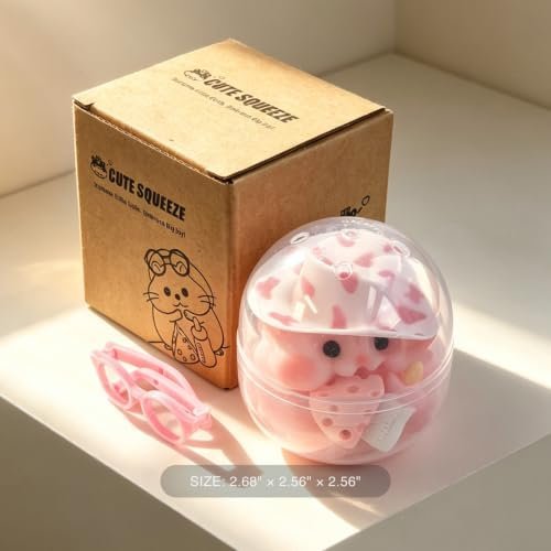 Handmade pink Taba squishy hamster toy, fuzzy and squeezable — Image 5 of 10