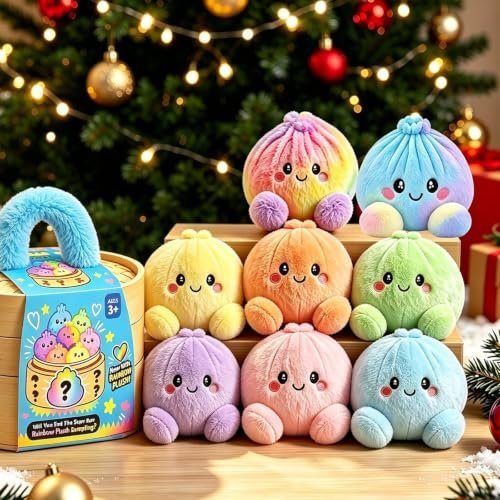Rainbow plush dumpling squishy toy with steamer — Image 5 of 7