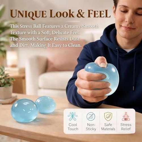 Blue coconut oil squishy jelly ball with slow rising texture — Image 5 of 11