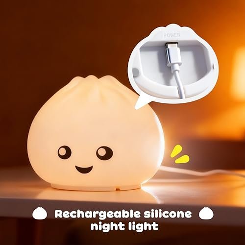 Squishy dumpling night light glowing in warm white — Image 6 of 9
