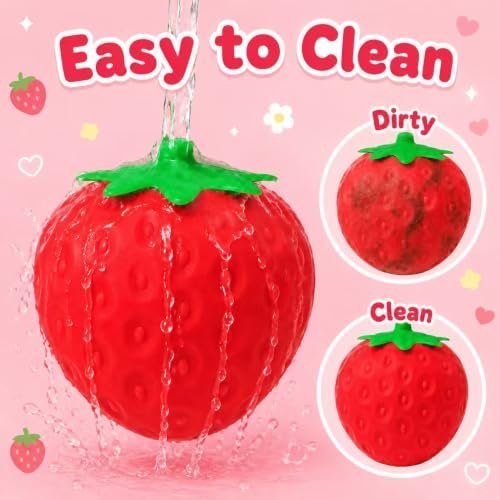 Giant jumbo strawberry squishy squeeze toy on a desk — Image 6 of 10
