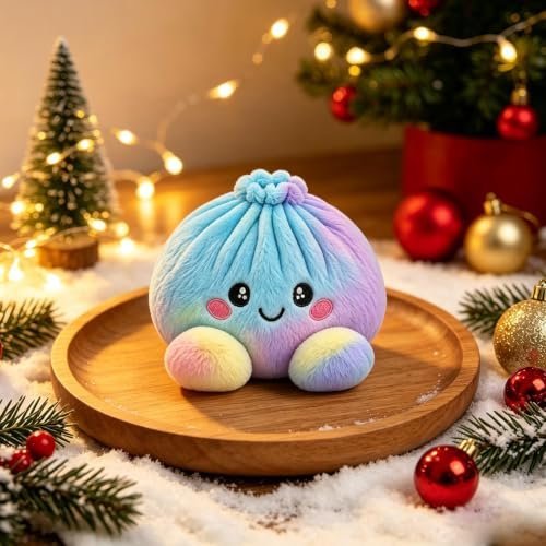 Rainbow plush dumpling squishy toy with steamer — Image 6 of 7