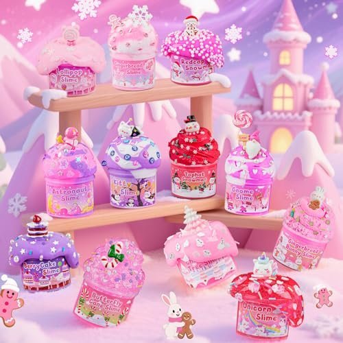Pink squishy slime advent calendar with 12 slime cups — Image 6 of 8