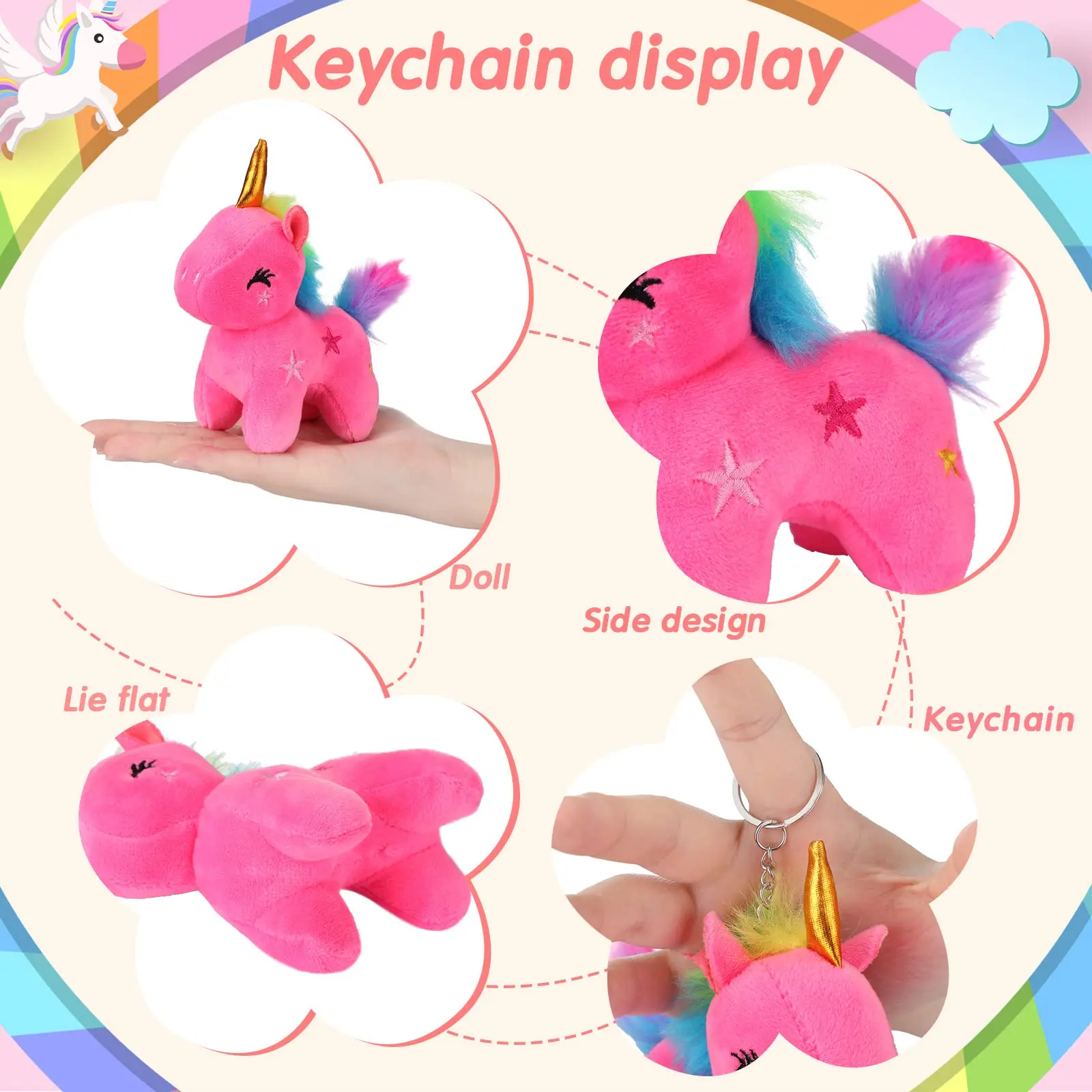 Mini plush unicorn stuffed animals in bulk party favor pack — Image 6 of 7