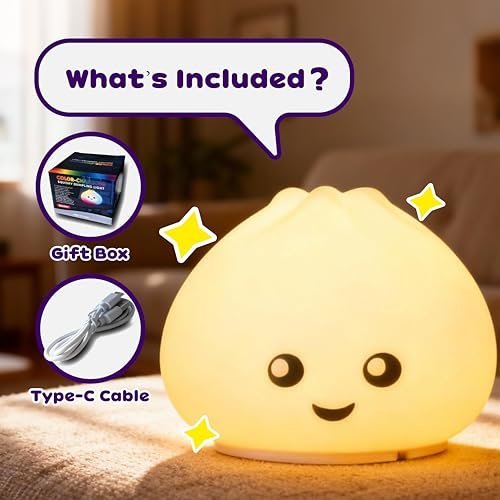 Squishy dumpling night light glowing in warm white — Image 7 of 9