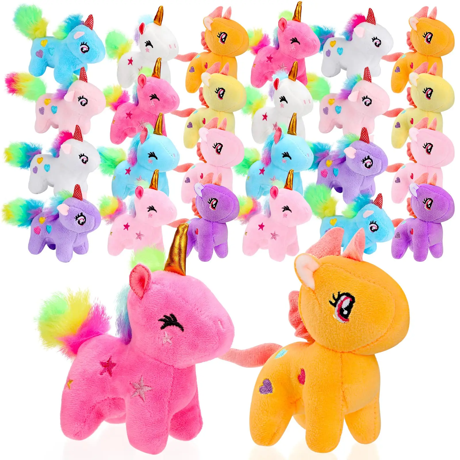 Mini plush unicorn stuffed animals in bulk party favor pack — Image 7 of 7