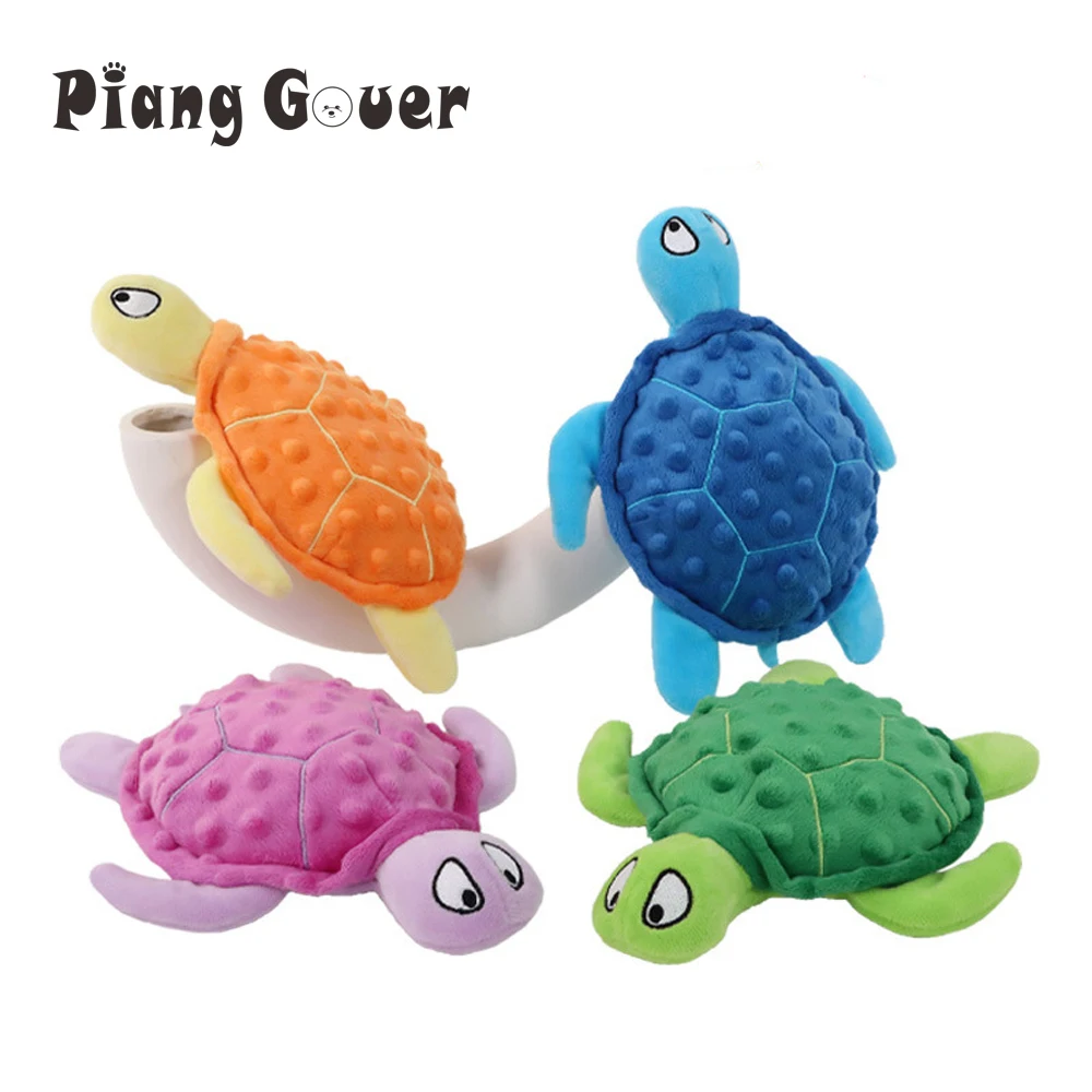 Plush sea turtle squeak dog toy with soft green shell — Image 7 of 7