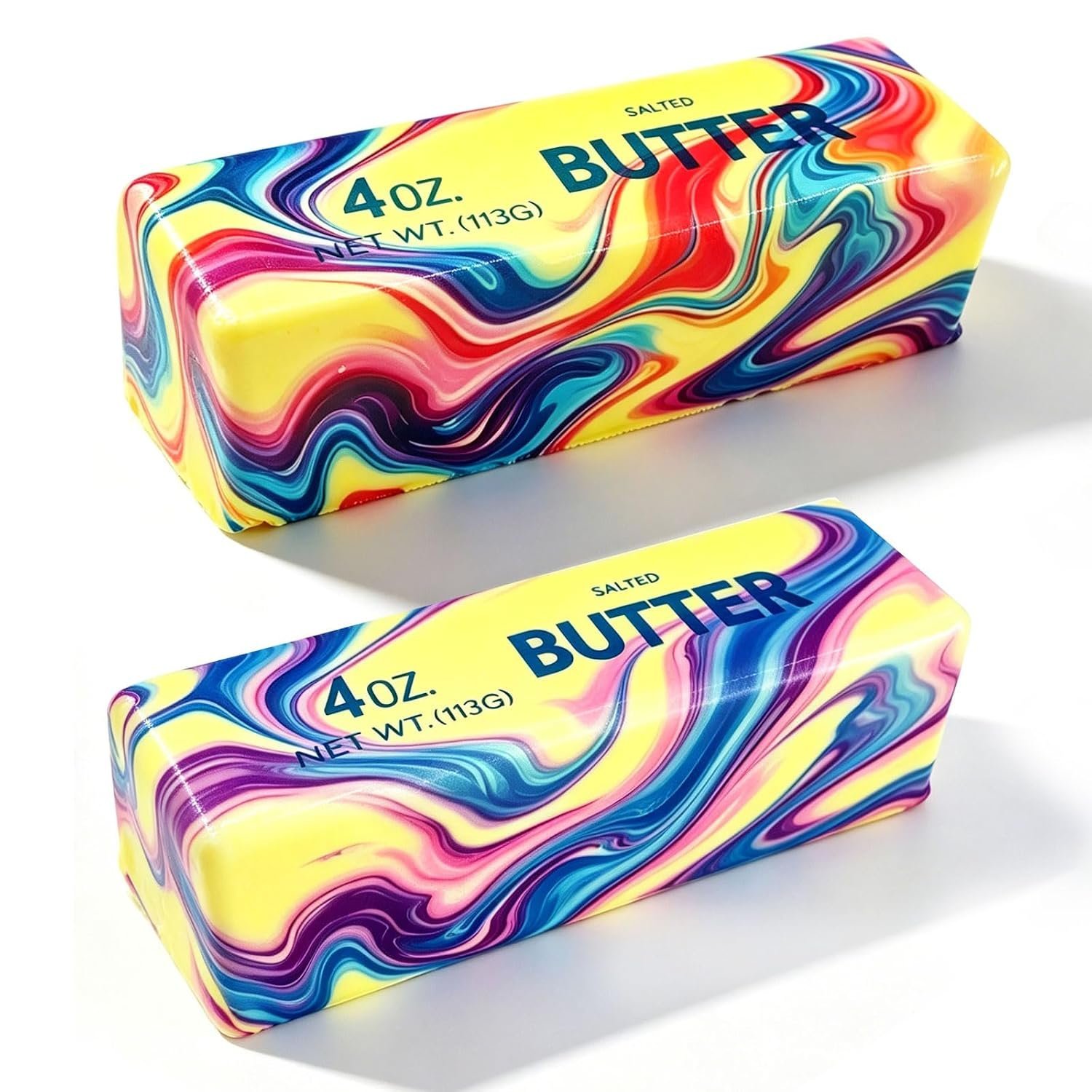 Two slow rising butter squishy toys squeezed in hand — Image 8 of 11
